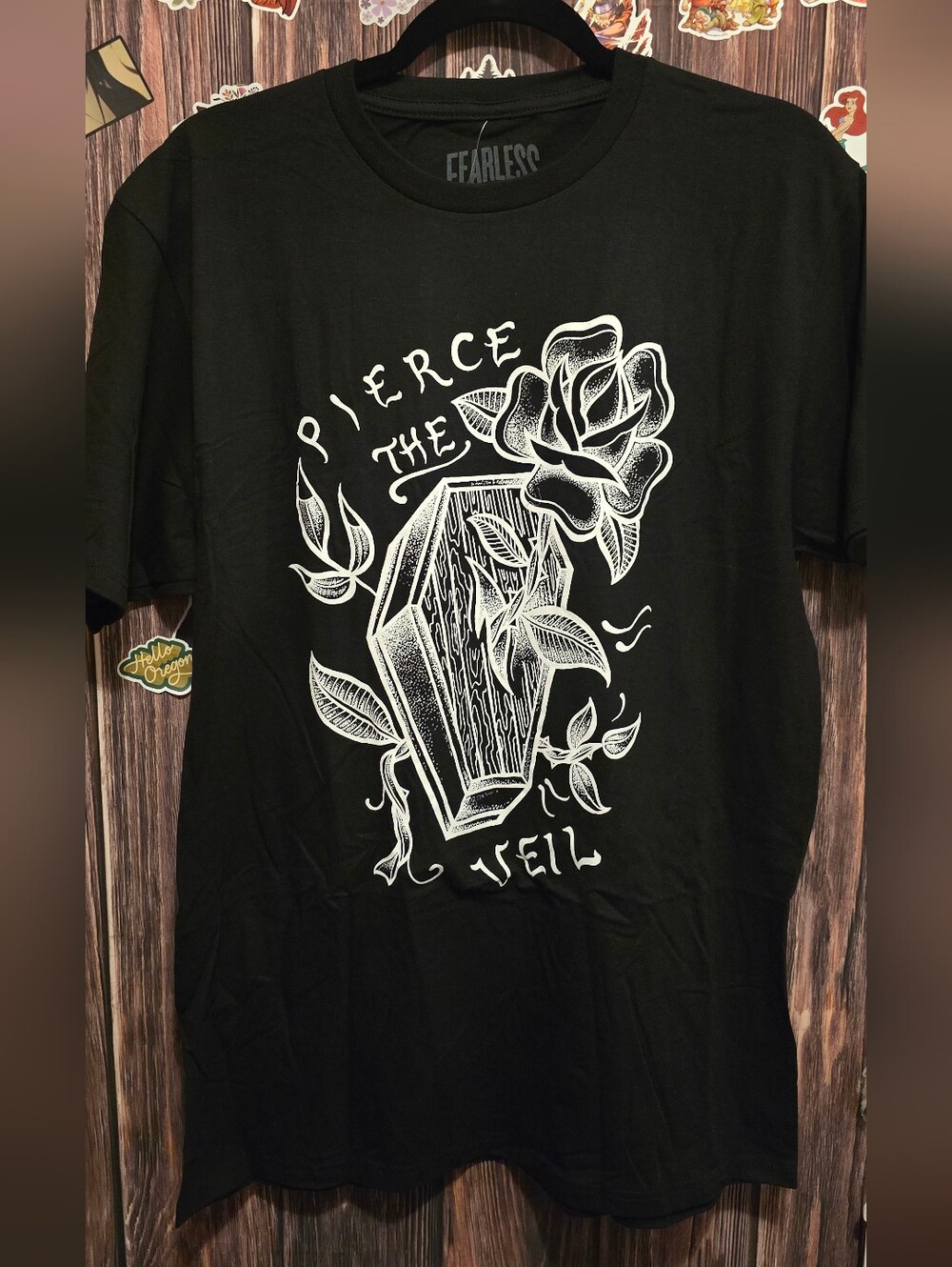 Pierce the veiL Black Graphic Tee - Pierce The Veil Coffin Rose Design